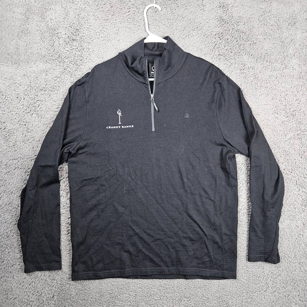 Swanndri Mens 100% Merino Wool 1/4 Zip Pullover Black Craggy Range Size L